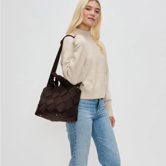 Sol and Selene “Resilience” Woven Neoprene Bag - Brown - NWT - Picture 4 of 9